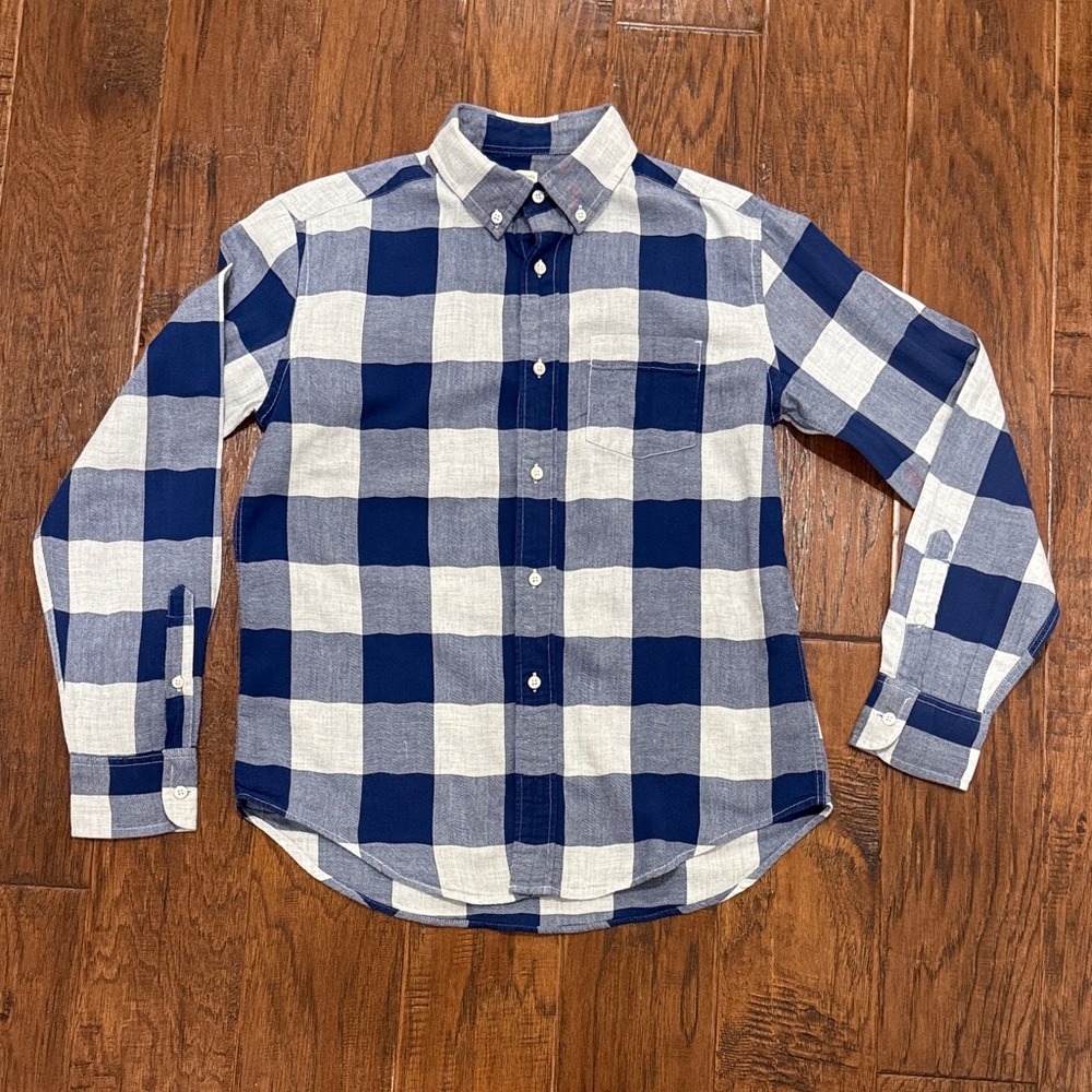 Crewcuts Blue and White Plaid Button Down Shirt